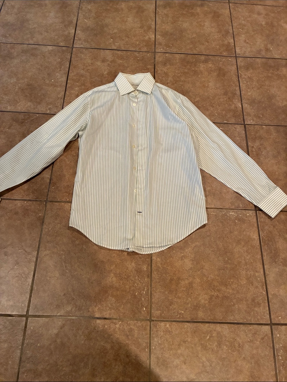 Banana Republic Light Blue & White Striped Dress Shirt
